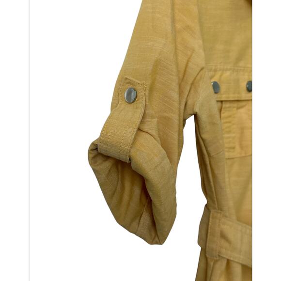 Sharagano Yellow Zip-up Shirt Dress with 4 Functional Pockets Women’s Size 4 - Picture 4 of 9
